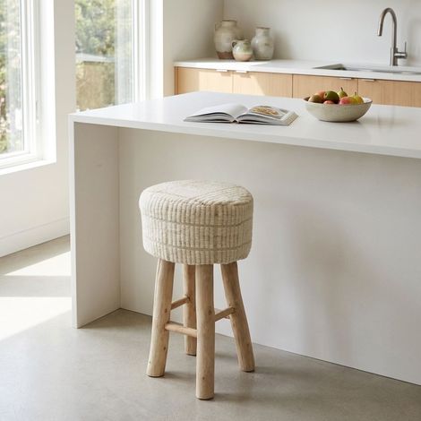 CASPER - sgabello in legno e lana 40 x 70