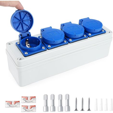 Distributeur d'alimentation mural 4 Interfaces 16A 220V coffret electrique répartiteur de courant mural Indice de protection IP54 coffret de chantier répartiteur de prise extérieur (1/5)