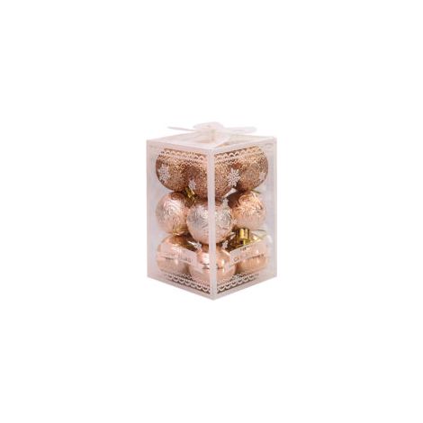 Set mit 12 dekorativen Weihnachtskugeln, champagnerfarbenen Weihnachtskugeln, funkelnden Christbaumkugeln, dekorativen Anhängern - Crezuo