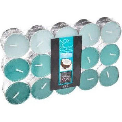 Velas con aroma a coco – Paquete de 30 unidades, 350 g cada una – Atmosphera Interior Designer