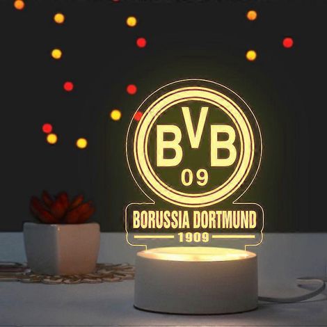 Lámpara nocturna del club Borussia Dortmund, decoración creativa para aficionados, regalo de cumpleaños adicional