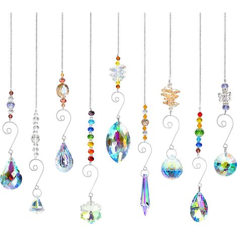 Lot de 9 attrape-soleil, pendentif prisme en verre, décoration fenêtre maison bureau jardin (1/5)