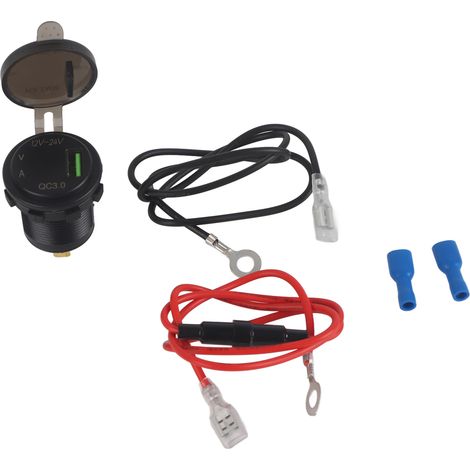 Kfz-Ladegerät mit Digitalanzeige für Spannung und Stromstärke, grün, 60 cm langes Kabel, 12–24 V DC, wasserdicht, Schnellladefunktion (1/5)