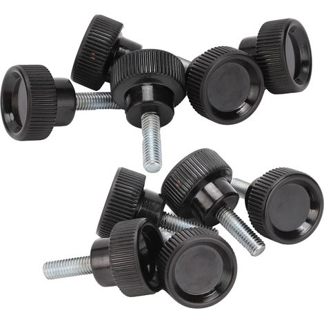 10 Vis de pouce moletées tête ronde noires M6x25x20, écrou de serrage à main pour tour, bouton de préhension cylindrique, lot de fixation (1/5)