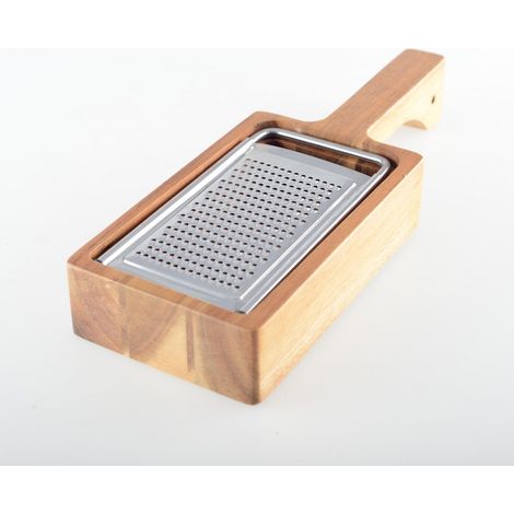 Râpe à Fromage Manuelle avec Manche en Bois d'Acacia Coloris Doré 28 x 10,4 x 4,1 cm - PANGIVO (1/2)