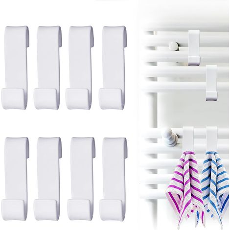 8 Pieces Crochet Radiateur Rond,Crochet pour Radiateur Salle de Bain,Crochet Radiateur Seche Serviette,Crochet Porte Serviette pour Tablette Radiateur,pour Tous les Radiateurs Standards,Blanc