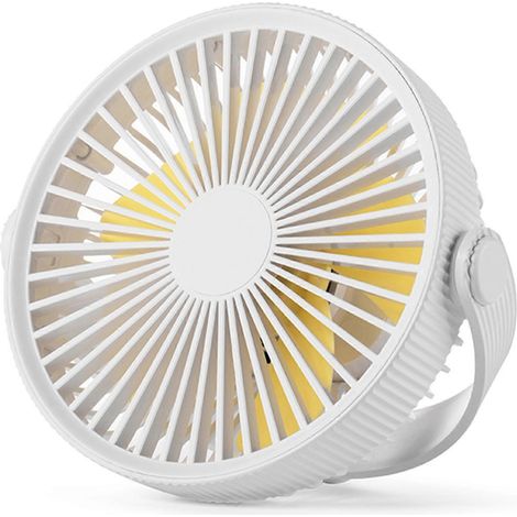 Ventilateur de camping portable rechargeable USB 2000 mAh avec trépied et lumière LED, pour bureau ou en extérieur. (1/4)