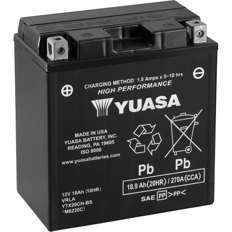 Batterie moto YUASA YTX20CH-BS 12V 18.9AH 270A (1/2)