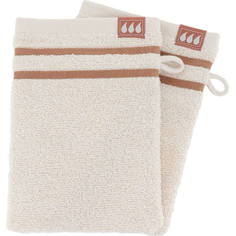 Lote de 2 franelas a rayas 15x21 cm 100% algodón - marfil moca - Tendance (1/4)