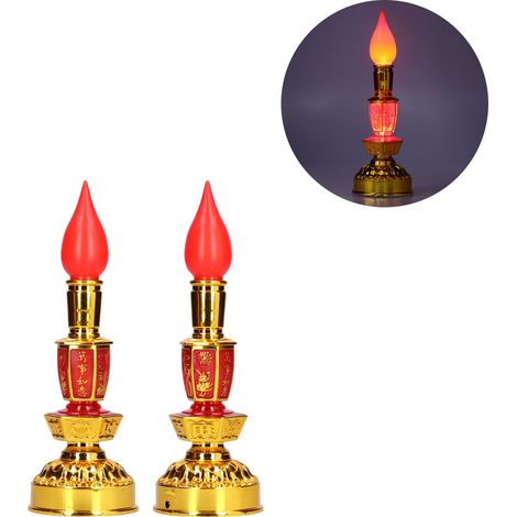 Lampadaire Led à Double Bougie Lotus de Style Traditionnel Chinois Rétro pour Décor Bouddhiste avec Faible Consommation Énergétique et Fonctionnement par Batterie ou Secteur (1/5)