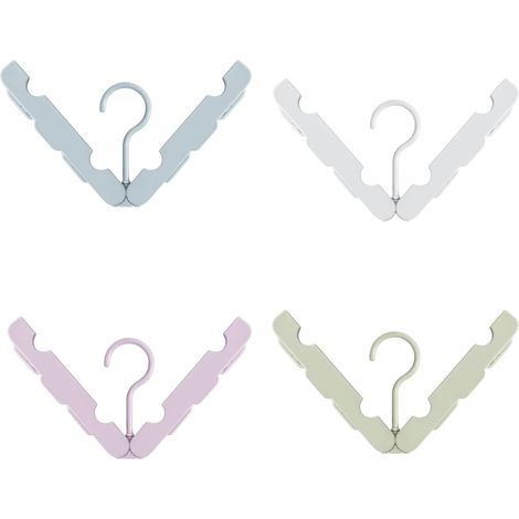 Lot de 4 cintres de voyage pliables - Gain de place grâce à leur système de fixation en 4 clics et leur rainure antidérapante - Pour vêtements et chaussettes (1/5)