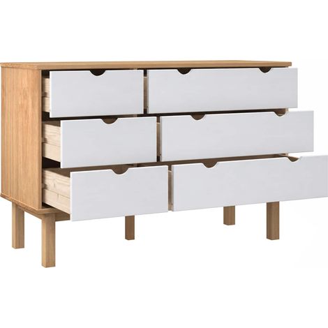Maison Exclusive - Cassettiera OTTA Marrone e Bianco 111x43x73,5 cm Legno di Pino (1/5)