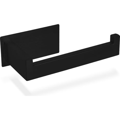 Porte Papier Toilette adhésif, Acier Inoxydable 304, Support Papier Toilette Noir sans Percage + Matériel de Montage (1/5)