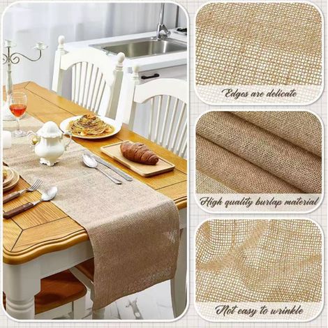 Chemin de Table en Lin toile 30cm x10M pour la décoration de mariage, fêtes, anniversaires et jardin