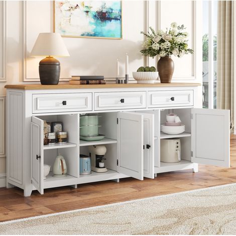 MEUBLIV Credenza contenitore 160 x 35 x 76 cm bianca - 3 cassetti e 4 ante (1/5)
