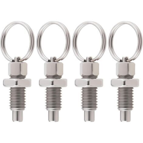 QORVA-Lot de 4 Pistons à Ressort avec Anneau de Traction M8 à Dégagement Rapide en Acier Inoxydable Type Non Verrouillable Piston à Ressort Rétractable à La Main pour équipement Industriel
