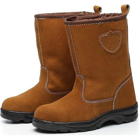 Bottes de sécurité homme hiver velours et coton, chaussures de sécurité montantes, chaussures de chantier à fermeture réversible, chaussures de sécurité résistantes à l'usure, chaussures pour huile - (1/5)