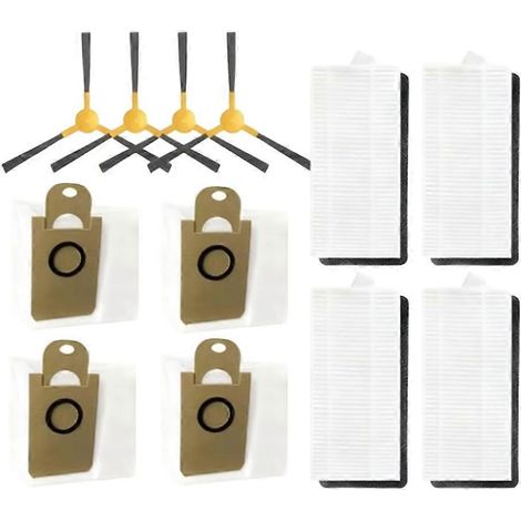 Lot de 12 accessoires pour balais GARLYN SR-800 Max / SR-800 Pro Max : brosse latérale, filtre et sacs à poussière (1/5)