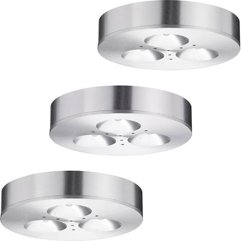 Lot de 3 spots LED encastrables pour meubles Plafonniers en saillie Alu brossé Paulmann 935.46 (1/9)