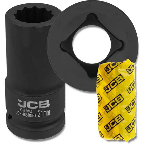 Chiave a bussola a impatto profonda JCB da 3/4" in acciaio Cr-Mo a 12 punte da 21 mm