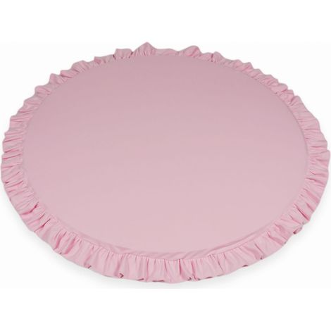 Alfombra de juego redonda para niños de 100 cm con volantes, color rosa empolvado