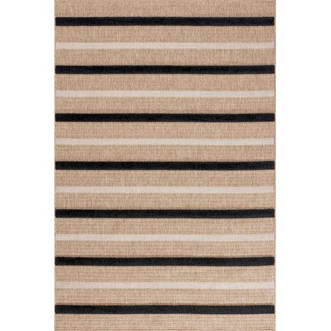 Tapis intérieur noir graphique relief aspect jute tissé machine - 80 x 150 cm (1/5)