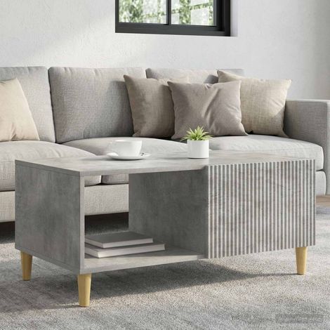 Table basse vintage gris béton avec rangement, bois d’ingénierie, 90 x 50 x 40 cm - PANGIVO (1/5)
