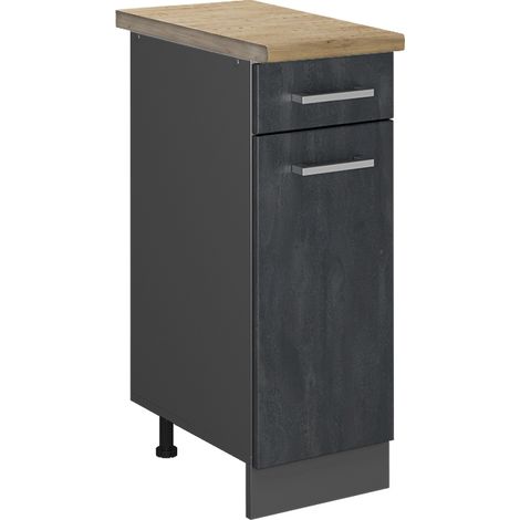 Meuble cuisine R-Line, Béton noir, 30cm PT Chêne, Vicco