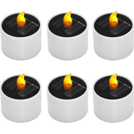 Lampe À Thé Solaire - Veilleuse LED Jaune Sans Flamme - Pour Extérieur Jardin Terrasse - Lot De 6 (1/5)