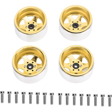 4 Jantes en Alliage 2,2" pour Modèles RC 1/10, Compatibles Traxxas et AXIAL SCX10, Faciles à Monter, Finition Dorée (1/5)