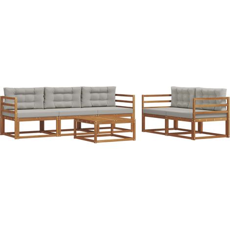 Conjunto de sofás de exterior 6 pcs Gris Natural y Claro vidaXL (1/5)