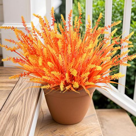 Faisceaux De Lavande Artificielle Fleurs Artificielles Plantes En Résistantes Aux UV 35cm Plastique Orange (1/5)