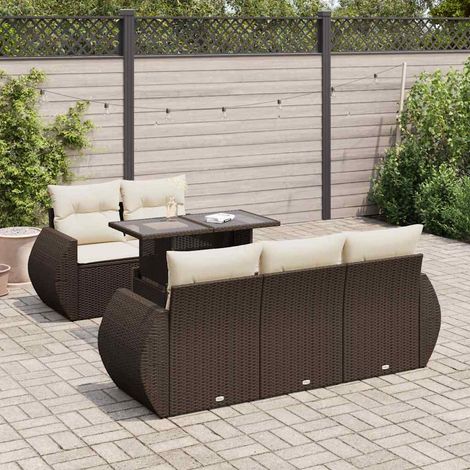 Set de muebles de jardín 4 piezas y cojines ratán PE gris vidaXL (1/5)