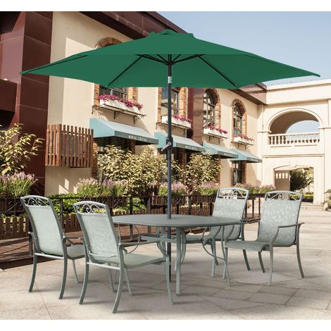 Greenbay Round Garden Parasol Sun Shade Patio Outdoor Umbrella Canopy Crank Tilt Mechanism 3M Green