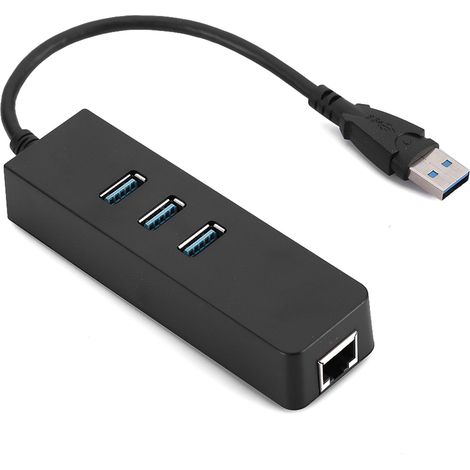 Adaptateur convertisseur Ethernet USB 3.0 DM HE27 RTL8153 avec hub 3.0 à 3 ports vers RJ45 (sans pilote) (1/5)