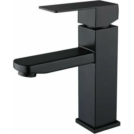 Basin mixer tap, black stainless steel 304 basin tap, adjustable hot and cold water -- (1/5)