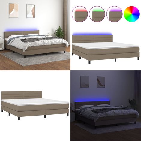 Boxspringbett mit Matratze & LED Taupe 160x200 cm Stoff - Boxspringbett - Doppelbett - Lattenrost - Bettsofa - Massivholzbette - Home & Living (1/5)