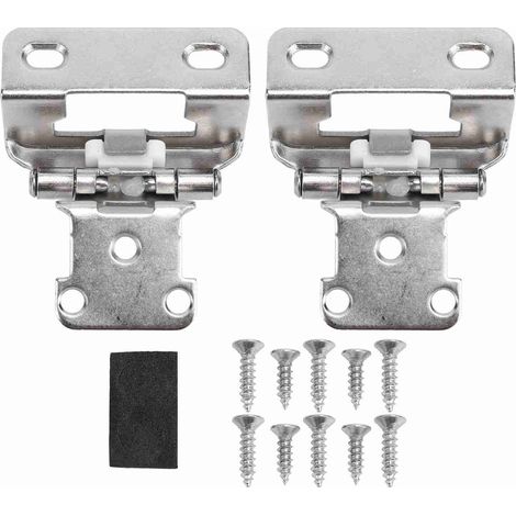 2Pcs Self Closing Cabinet Hinge 1/2in Enhanced Safety Steel Semi Wrap Overlay Cupboard Door Hinge for Kitchen Bathroom RV Boat Campervan Ni Color