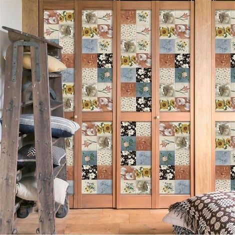 48 stickers décoratifs pour carrelage, film adhésif décoratif pour murs et meubles, revêtement imperméable pour salle de bain, cuisine, toilettes et WC (1/3)