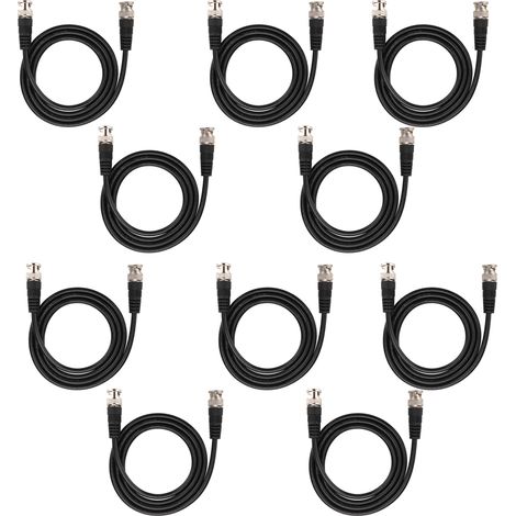 Lot de 10 câbles coaxiaux à âme en cuivre, connecteurs BNC mâle-mâle, 1 m, pour caméra de vidéosurveillance