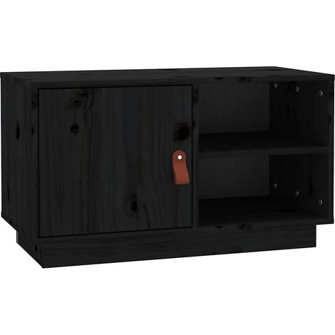 Meuble TV, Étagère TV, Meuble de Salon, Noir 70x34x40 cm Bois de pin massif OIB3431E (1/5)