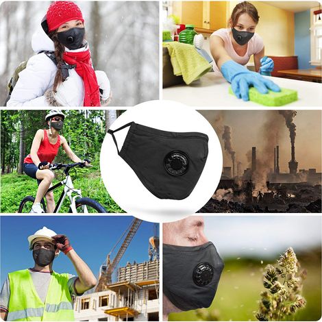 2 masques antipoussière PM2.5 lavables avec 6 filtres remplaçables et élastiques réglables - Idéal contre la pollution de l'air (1/2)