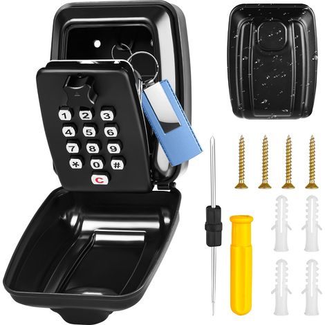 Boîte a Clef avec Code Numériqu, Boîte à Clefs Securisée Exterieur de 12 Chiffres, Résistante à l'eau, Antirouille et Ultra Robuste, Parfaite pour La Maison, Le Bureau, L'école et Le Garage (1/5)