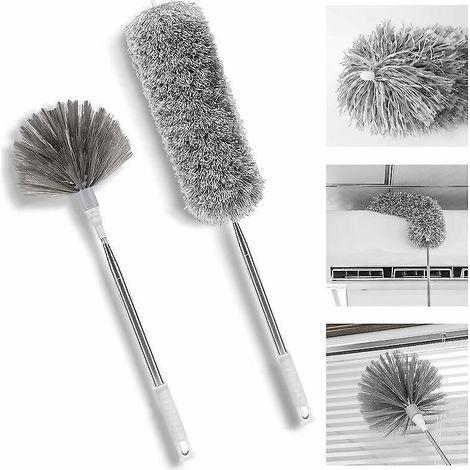 brosse D'angle En Dme Avec Manche Tlescopique Jusqu' 100 Et Tte En Microfibre Pliable Pour Nettoyer Les Ventilateurs De Plafond, Les Hauts Plafond (1/5)
