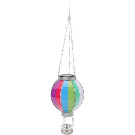 Ortviai Lanterne Solaire en Forme de Montgolfière avec Support à Bougie – Lumière Chaude Flicker pour Jardin et Cour