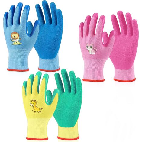 3 Paires Gant Jardinage Enfant, Gants Jardinage pour Garçons et Filles, Imperméable, Résistant aux Rayures, Résistant à l'Usure, pour Ménage, DIY, Activités Familiales en Plein Air (1/5)