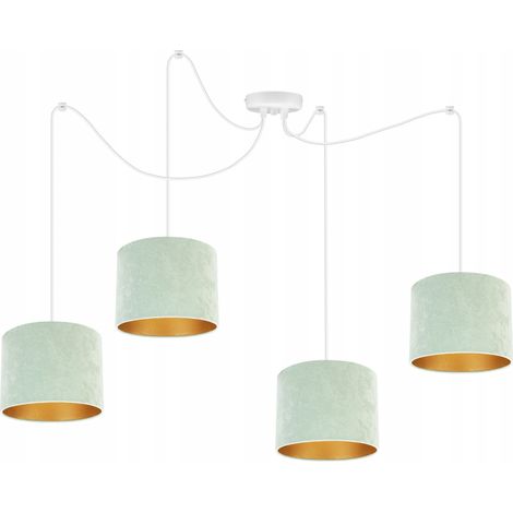 ELEGANTE LAMPADA A SOSPENSIONE A FORMA DI RAGNO, PARALUME IN VELLUTO DORATO (1/5)