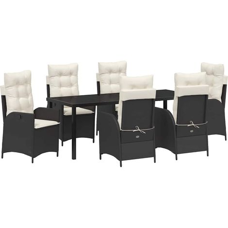 Maison Exclusive - Set da Pranzo per Giardino con cuscino 7 pcs Nero polyrattan