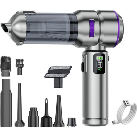Aspirateur et souffleur à main sans fil 4 en 1, 28 000 Pa / 100 W, 3 vitesses, 240 000 tr/min, écran LCD, batterie 6 000 mAh, aspirateur multifonctionnel pour voiture, cuisine, PC, canapé, bureau, mai (1/5)