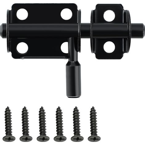 Verrou Porte Interieure, Loquet Porte Verrou Pratique, Loquet Porte Exterieur pour Armoire, Tiroir et Jardin, en Acier Inoxydable, Noir (1/5)